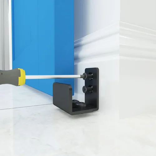 Vista 2 de JUBEST Guía de piso negro mate para montaje en pared, herrajes para puertas corredizas de granero de hasta 1-3/8 pulgadas de ancho y 1-1/4 pulgadas