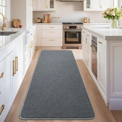 Vista 4 de Nuttumico - Alfombra de pasillo de 2 x 6 pies, color gris oscuro, alfombras para dormitorio, sala de estar, alfombras de entrada lavables