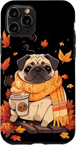 Vista 29 de Pug Fall Autumn Leaves Pumpkin Spice Latte Dog Kawaii Case for iPhone 17