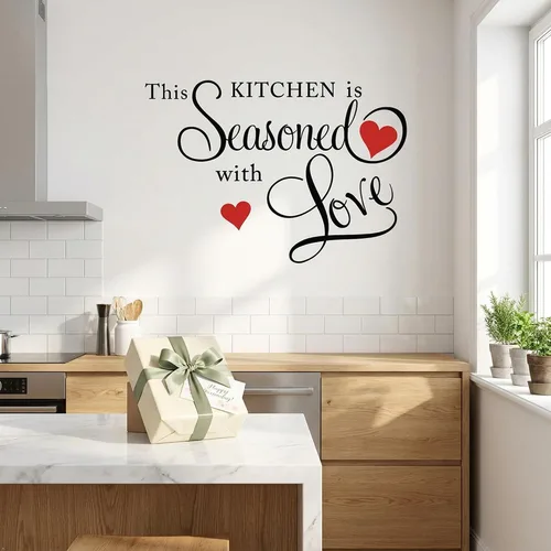 Vista 5 de Calcomanía de pared con cita This Kitchen is SEASONED WITH LOVE