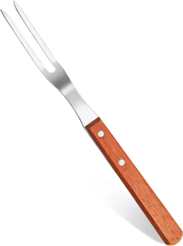 Vista 2 de New Star Foodservice Tenedor para barbacoa de grado comercial, mango de madera (13 pulgadas)