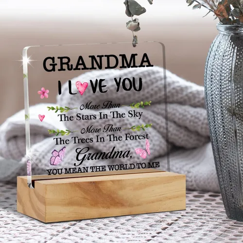 Vista 5 de Letrero de acrílico con texto en inglés «Best Grandma Gifts «I Love You More Than the Stars in the Sky Sayings»