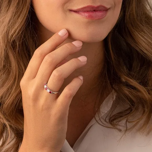 Vista 2 de PEORA 925 Sterling Silver Five-Stone Trellis Ring Band for Women in Various Gemstones, 3.5mm Width, Sizes 5 to 9