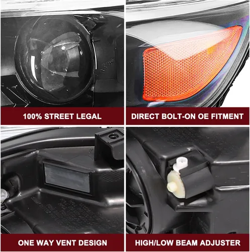 Vista 5 de JSBOYAT Bombillas incluidas de repuesto para faros delanteros halógenos para Chevy Malibu Sedan OE 2016 2017 2018 estilo fábrica faro delantero lado
