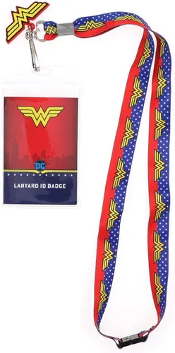 Vista 8 de Silver Buffalo DC Comics Batman Wrap-Around Logo Lanyard con soporte para insignia y dije