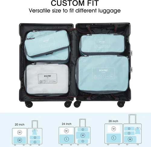 Vista 6 de G4Free Juego de 6 cubos de equipaje para viajes, bolsas organizadoras de equipaje para accesorios de viaje, artículos esenciales de viaje, cubos