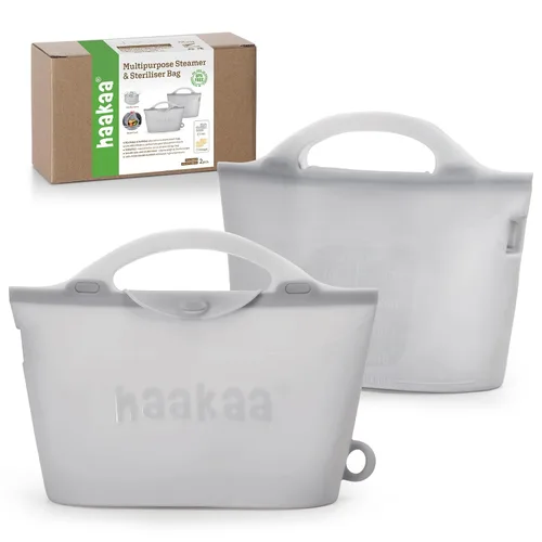 Vista 16 de Bolsa de vaporización y esterilización de microondas de silicona Haakaa para viajes, bolsas de vaporización de silicona reutilizables de 30oz/900ml
