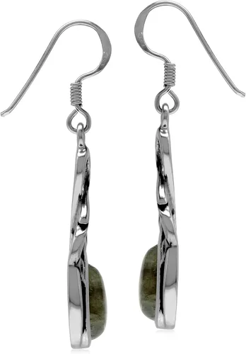 Vista 3 de Silvershake Genuine or Created Cabochon Stones Inlay 925 Sterling Silver Leaf Drop Dangle Hook Earrings Jewelry for Women