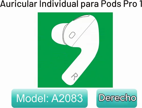 Vista 2 de Reemplazo de auricular derecho original A2083 para AirPod Pro de 1ª generación, compatible con estuche de carga AirPod Pro OEM A2190, A2084, solo