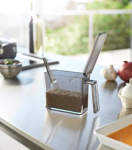 Vista 2 de YAMAZAKI Home Tower - Contenedor de almacenamiento de especias, pequeño, acero + plástico, 1.5 tazas, 11.8 fl oz