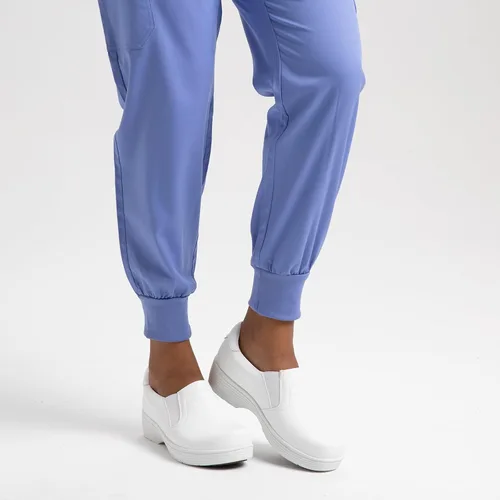 Vista 8 de Hawkwell Zuecos de cuero profesional para enfermeras, ligeros, antideslizantes y con soporte de arco para mujer, zapatos de enfermería