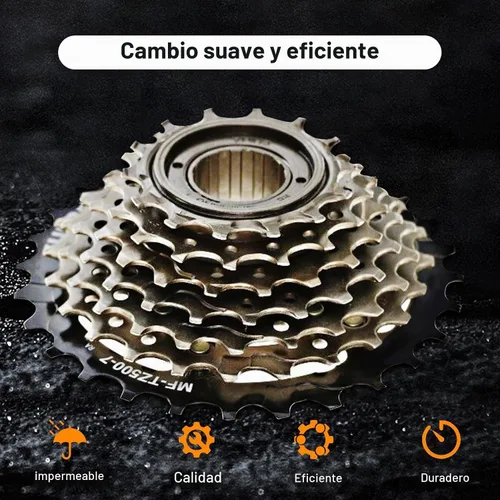 Vista 5 de 7-Speed Freewheel MF-TZ500-7 14-28T/14-34T for Bike Screw-on type for threaded hubs. Smooth shifting for MTB, commuter, folding, and touring