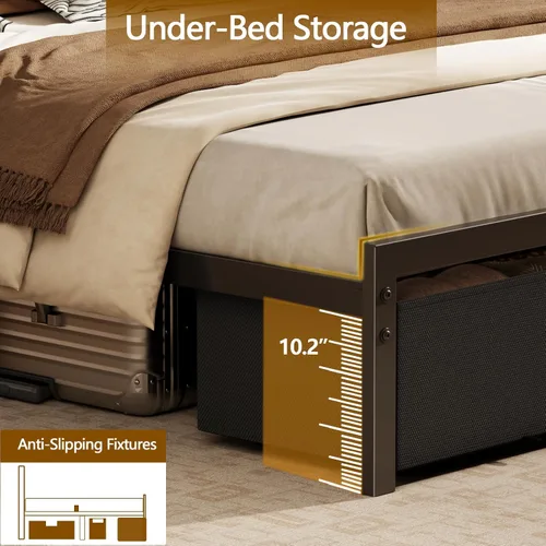 Vista 7 de Furnulem Base de cama de tamaño matrimonial con almacenamiento de cabecero, base de cama de plataforma tamaño matrimonial con 2 cajones, estación