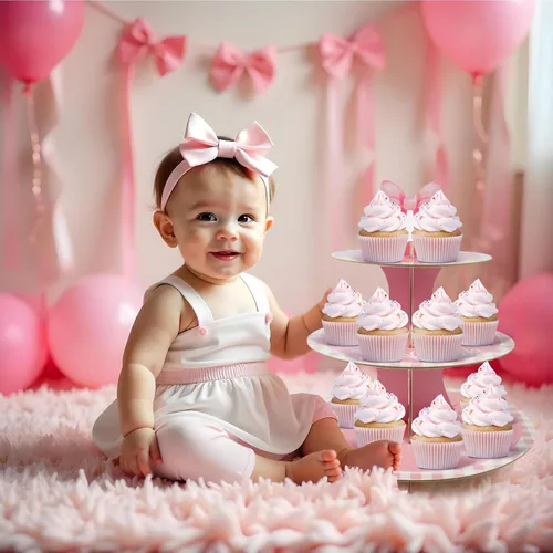 Vista 7 de Soporte redondo de 3 niveles para cupcakes con diseño de lazo rosa, capacidad para 8-12 cupcakes, impermeable y reutilizable, fácil de montar, ideal