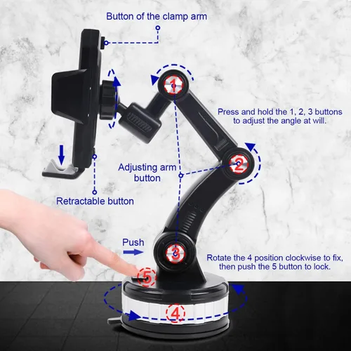Vista 3 de Soporte de teléfono para automóvil, soporte de teléfono mejorado giratorio de 360° con ventosa para salpicadero, parabrisas, universal para iPhone