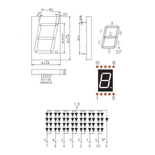 Vista 6 de PATIKIL Tubo digital de pantalla LED, ánodo común de 7 segmentos, 10 pines, 1 broca, 7,2 V, 4 pulgadas, módulo de pantalla LED de altura de dígitos