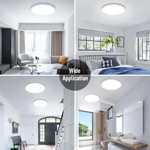Vista 6 de SunRider Lámpara de Techo LED de Montaje Empotrado, 6000K Blanco Frío, 2400LM, 30 cm 24W Luces Planas Redondas Modernas, Lámpara de Panel