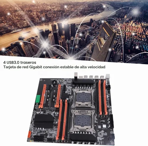 Vista 3 de Placa base de escritorio, DDR4 LGA2011 3 CPU para placa base X99, tarjeta de red Gigabit RTL8111H integrada, canal M.2 NVMEPCIE X4, SATA3.0 USB3.0