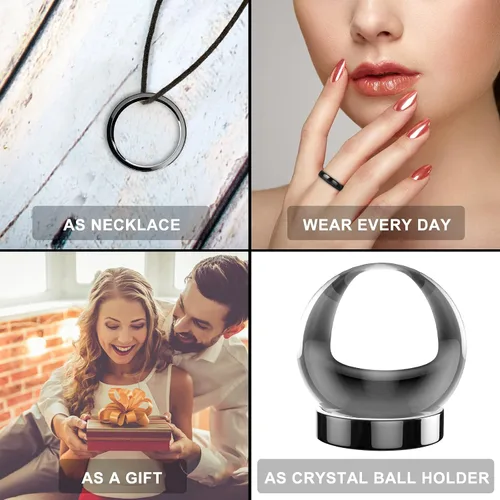 Vista 3 de Anillo de hematita para mujeres y hombres, unisex, anillo de piedras magnéticas genuinas para equilibrar la ansiedad, chakra raíz, absorbe energía