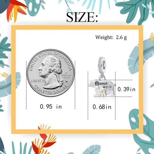 Vista 6 de QeenseKc Lindo gato elefante mariposa huella de pata mamá oso abalorio animal mascota para pulseras europeas