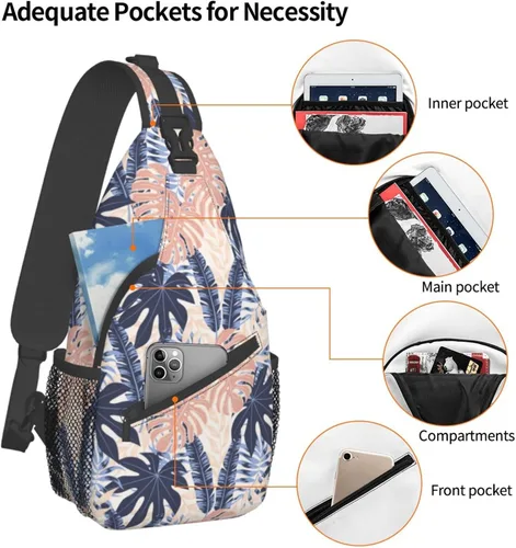 Vista 5 de PETTDY Bolso bandolera para hombres y mujeres, mochila de hombro, bolsas de pecho, mochila cruzada para senderismo, camping, viajes al aire libre