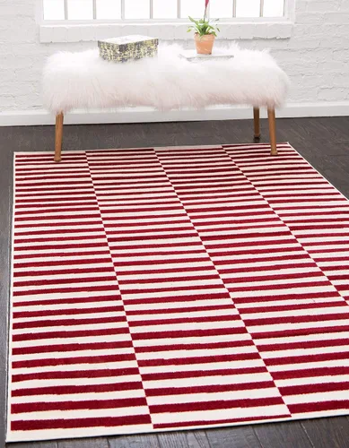 Vista 15 de Unique Loom Williamsburg Collection - Alfombra informal de transición gruesa con rayas alternas (8 pies x 10 pies, rectangular, gris/beige)
