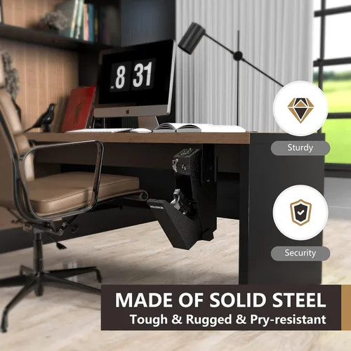 Vista 5 de HOLEWOR Caja fuerte para armas, caja fuerte biométrica para pistola desplegable para pistola, caja fuerte montada para pistola con huella digital