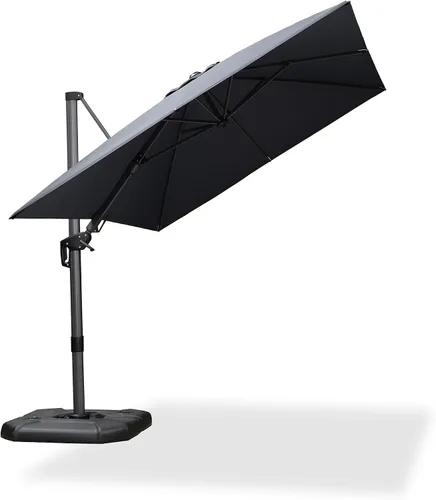 Vista 20 de PURPLE LEAF Sombrilla de patio de 8 pies para exteriores, sombrilla voladiza cuadrada de aluminio con rotación de 360 grados para jardín, terraza