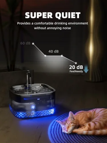Vista 2 de Bomba de repuesto para fuente de agua para gatos, bomba ultra silenciosa con luz LED, compatible con fuente de agua MAILOFY WF220 para gatos de 75