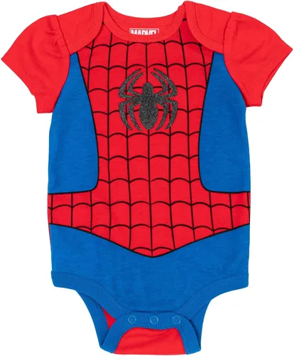 Vista 4 de Marvel Vengadores Capitán Marvel Capitán América Spiderman - Body de manga corta y diadema para bebés recién nacidos a bebés