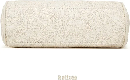 Vista 5 de Bolso retro para mujer, bolso de hombro con cierre de beso, de piel sintética, con encaje