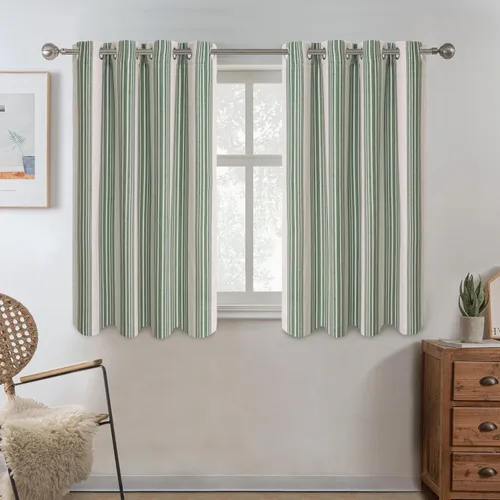 Vista 33 de DriftAway Chris Linen - Cortinas opacas con capa térmica y reductora de sonido, 63 pulgadas de largo para dormitorio, cortinas estampadas a rayas