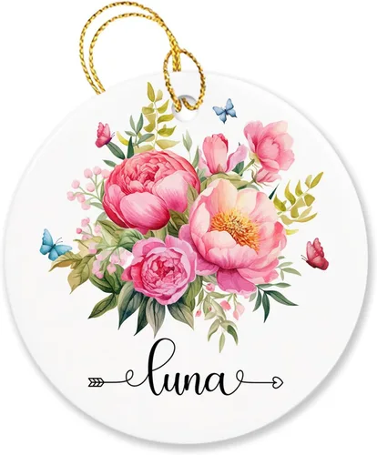Vista 11 de Adorno personalizado de flor de azalea para la primera Navidad, adorno personalizado de Azalea 1ª Navidad, recuerdo de flores para amigos, regalo