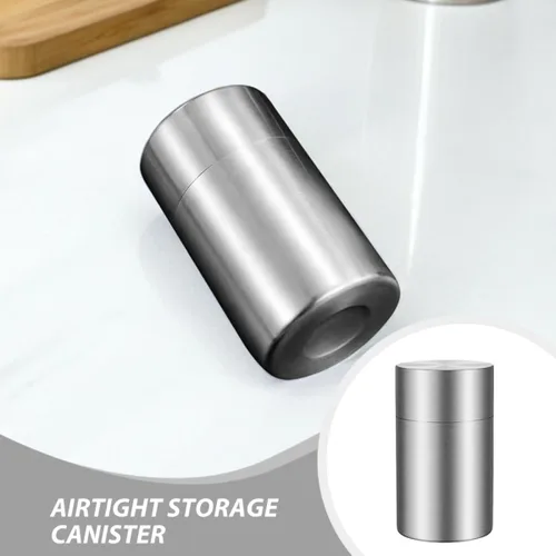 Vista 3 de Airtight Tea Storage Canister 2pcs Stainless Steel Double Lid