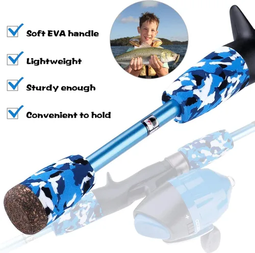 Vista 3 de ODDSPRO Caña de pescar para niños, kit combinado de caña de pescar y carrete telescópico portátil para niños, con caja de aparejos de pesca Spincast