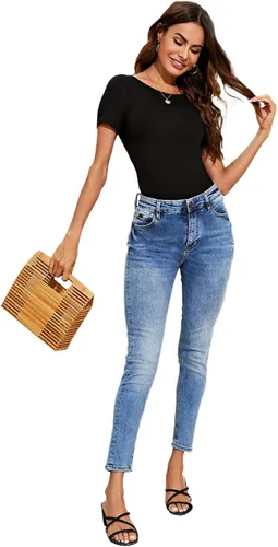 Vista 5 de Verdusa Camiseta de manga corta fruncida y espalda abierta para mujer