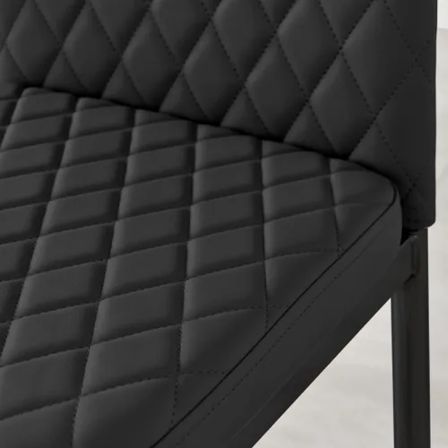 Vista 2 de Furniturebox UK Milan - Juego de 4 sillas de comedor de alta calidad, contemporáneas y lujosas, asientos de comedor de piel sintética de diamante