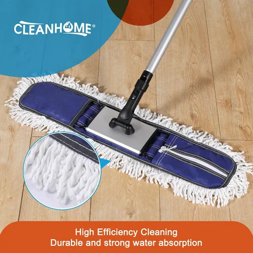 Vista 3 de CLEANHOME Trapeador de polvo comercial de 24 pulgadas para limpieza de suelos, trapeador de piso resistente con mango largo extensible de 59