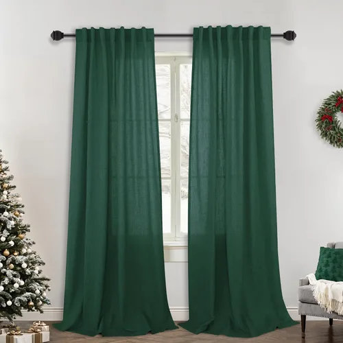 Vista 76 de Mrs.Naturall Cortinas negras de 45 pulgadas de largo, cortinas cortas de lino transparente para privacidad para cocina, dormitorio, ventanas