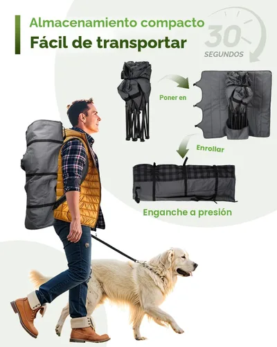 Vista 7 de Silla de campamento doble acolchada, sofá de campamento de gran tamaño para 2 personas con bolsa de transporte 2 en 1, silla de césped plegable Gris