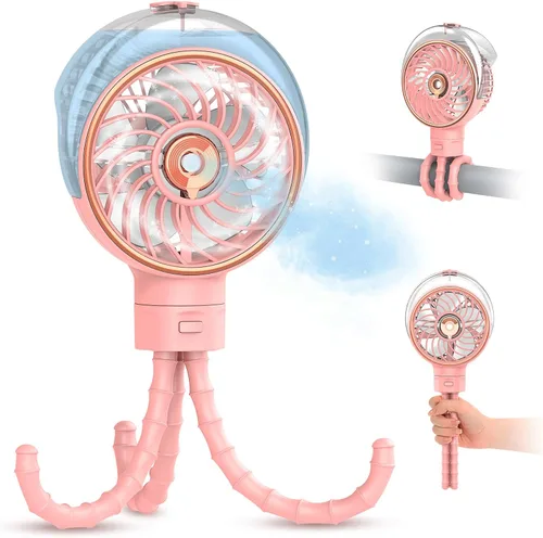 Vista 8 de Ausic Ventilador portátil Mister de 3.5 fl oz para cochecito, batería recargable segura para bebés, esenciales para bebés, ventiladores de clip