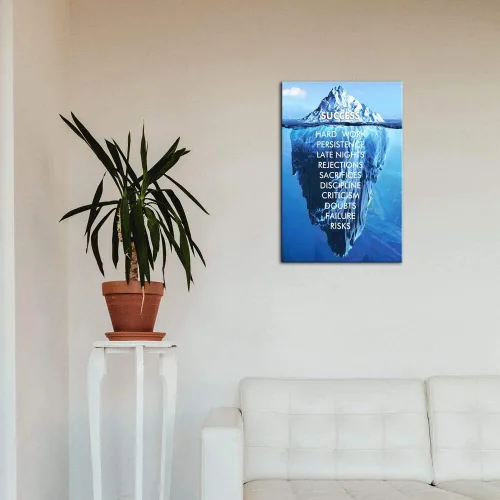 Vista 5 de Arte de Lienzo Inspiracional de Éxito para Pared, Iceberg Azul, Citas de Motivación, Póster Impreso, Obras de Arte para Hogar, Escuela, Oficina