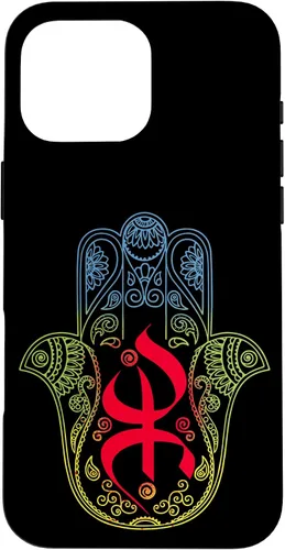 Vista 19 de Funda para iPhone 13 Pro Max Khamsa Amazigh Berber con símbolo de Yaz con colores vibrantes de la bandera