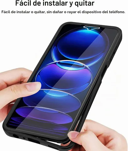 Vista 7 de CCSamll - Funda para Xiaomi Redmi Note 12 Pro 5G con protector de pantalla QC negro Clear Shockproof TPU Bumper,Full Body Protective Cover,Touch