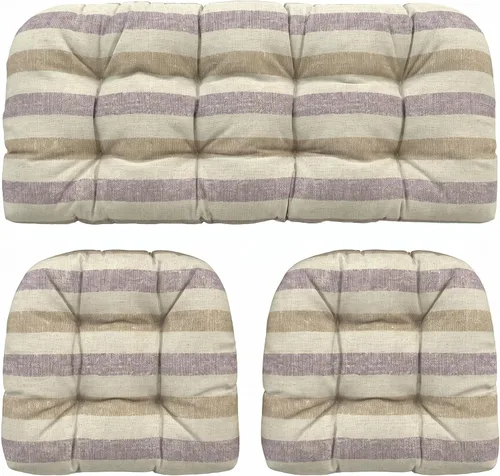 Vista 20 de RSH DECOR: Sunbrella - Juego de 3 cojines de mimbre copetudos 41 x 19 pulgadas y 19 x 19 pulgadas Fabricado con tela de rendimiento Sunbrella