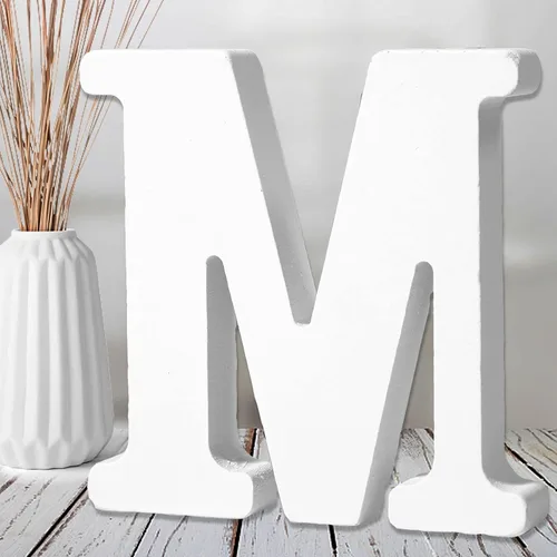 Vista 28 de AOCEAN Letras de madera blanca de 6 pulgadas, letras de madera sin terminar para decoración de pared, letras de pie, rebanadas, decoración