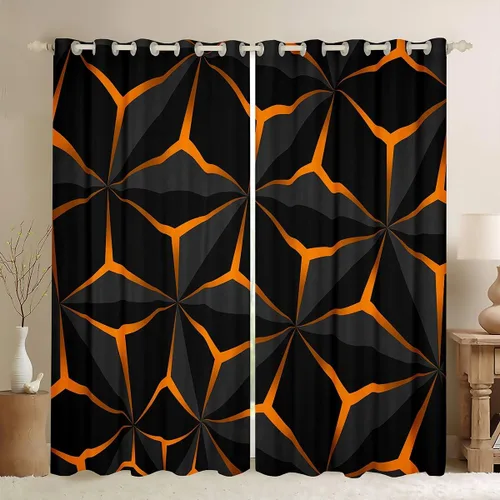 Vista 17 de Feelyou - Cortinas de ventana en forma de panal, tema geométrico hexagonal con luces de neón verdes, para chicos adolescentes y hombres, elegante