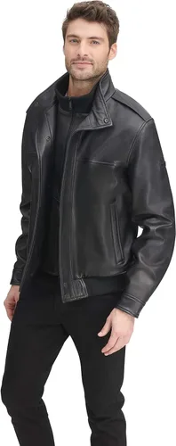 Vista 6 de DKNY Chaqueta moderna de cuero de cordero para hombre