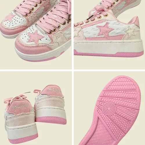 Vista 2 de abstep Zapatillas deportivas para mujer con patrón de estrellas y cordones delanteros