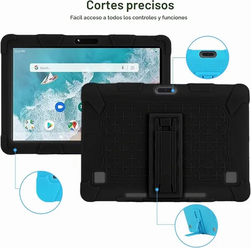Vista 4 de Funda para tablet ZZB ZB10 / JUNYANG de 10.1 pulgadas, funda protectora de silicona suave, apta para niños, funda de tableta con soporte ajustable